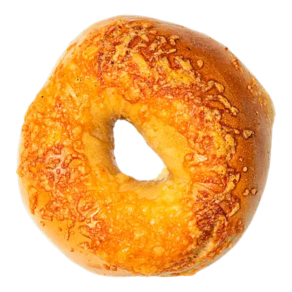 Hand-rolled asiago cheese bagel