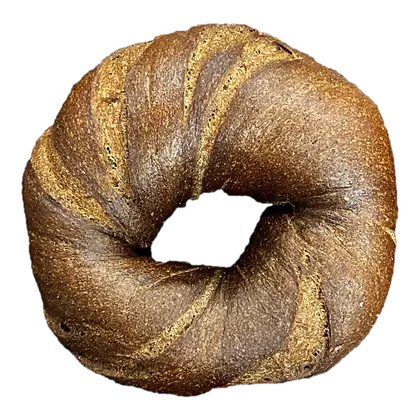 Hand-rolled pumpernickel bagel